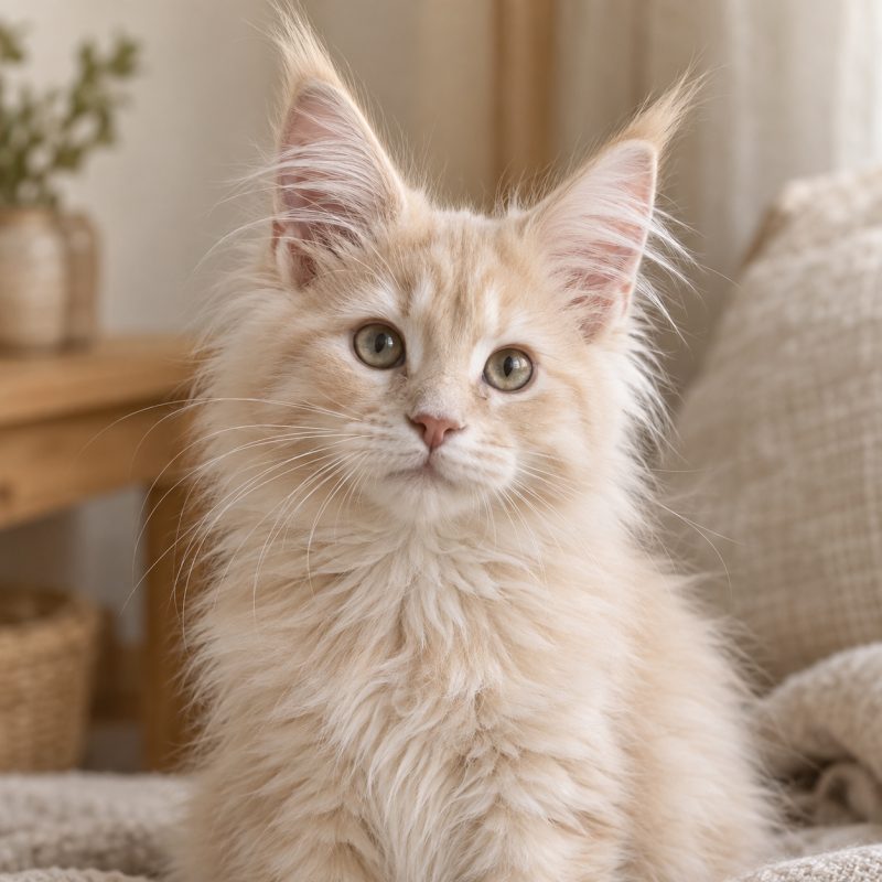 Illustratives Porträt des Maine-Coon-Kittens Luna